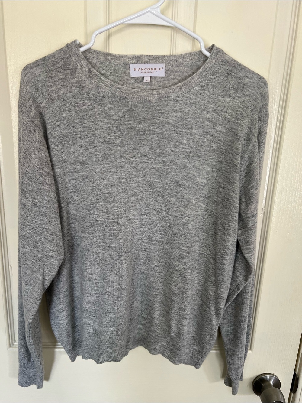 Bianco & Blu Made in Italy Cashmere Silk Blend Gray Knit Sweater Large - Picture 6 of 8